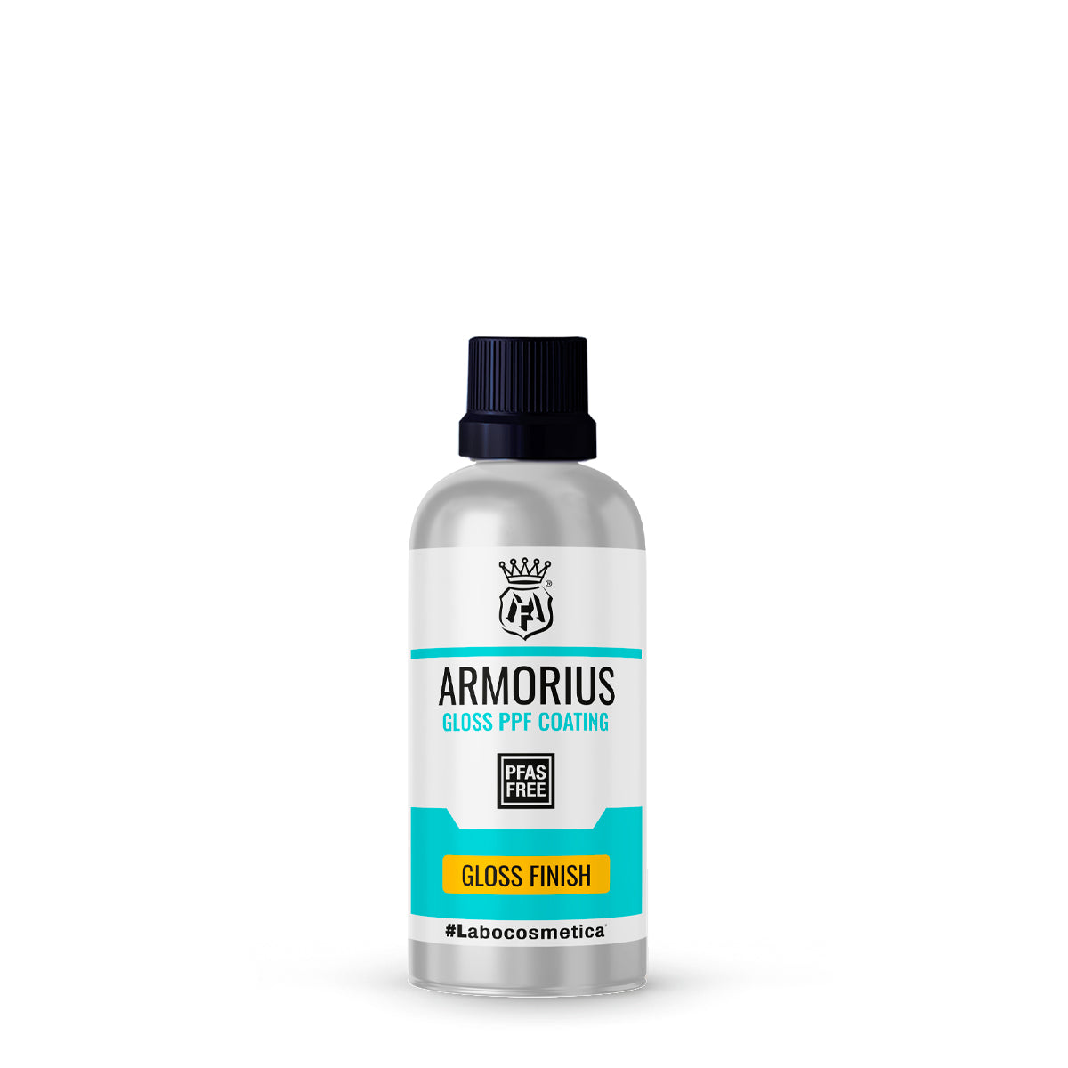 Bottle of Armorius gloss PPF coating on a white background